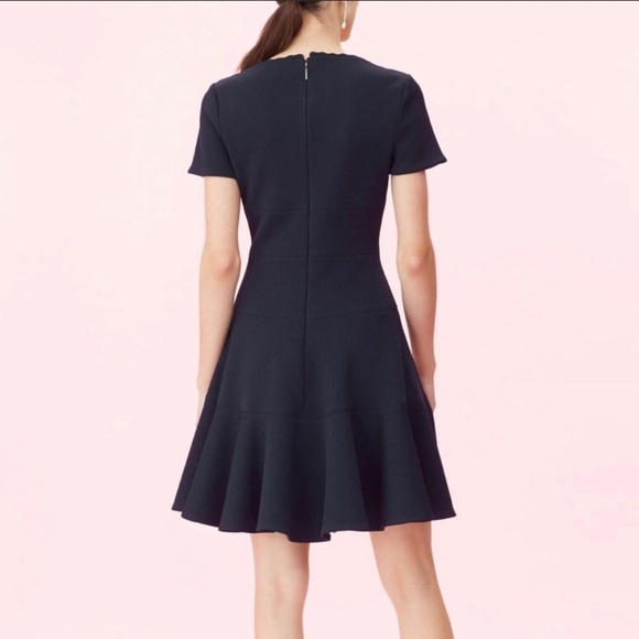 Rebecca Taylor Textured Fit And Flare Black Dress Sz 10 - Picture 3 of 12